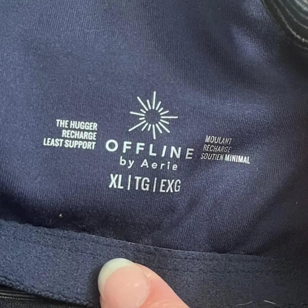 OFFLINE By Aerie Stretch Royal Navy The Hugger Ombre Racerback Sports Bra XL NWT